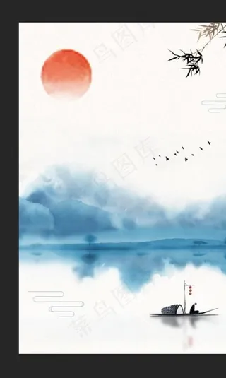 水墨山水画古风背景图片