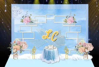 天蓝色婚礼留影区设计效果图图片