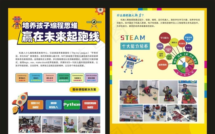 机器人编程单页图片cdr矢量模版下载
