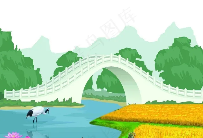 水稻农田插画图片(3868x3132)