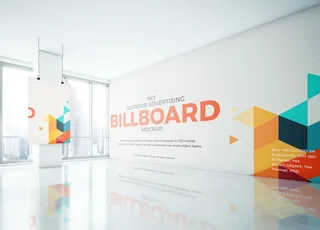 办公室空间形象墙背景墙样机图片