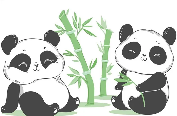 卡通熊猫图片ai矢量模版下载