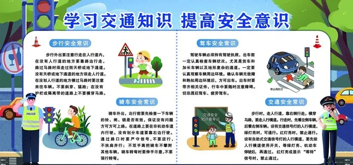 交通安全知识栏图片(6803x3402)psd模版下载
