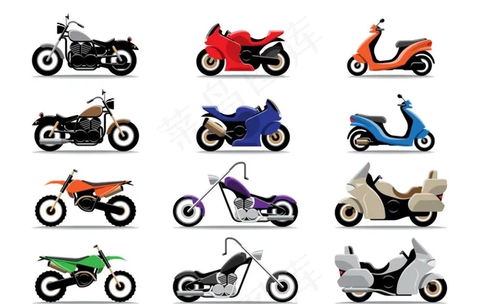 摩托车插画图片ai矢量模版下载