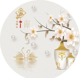 天鹅玉兰花家和万事兴装饰画图片