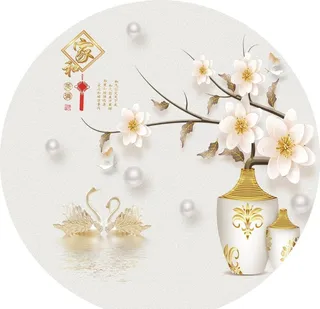 天鹅玉兰花家和万事兴装饰画图片