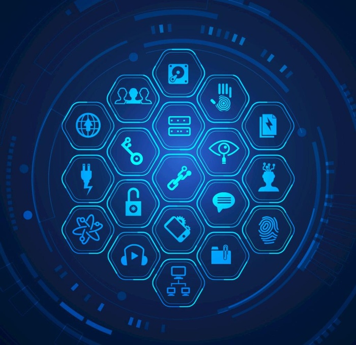 矢量科技蓝色六边形图标icon图片