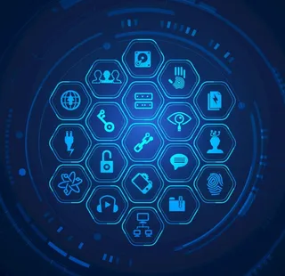 矢量科技蓝色六边形图标icon图片