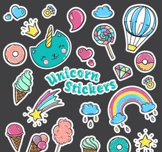 可爱独角兽彩虹甜甜圈矢量元素图片