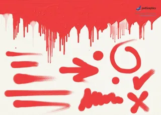 红色涂鸦笔迹免扣素材图片