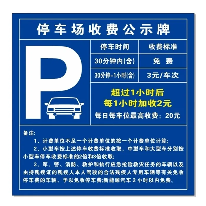 停车场收费公示牌图片cdr矢量模版下载