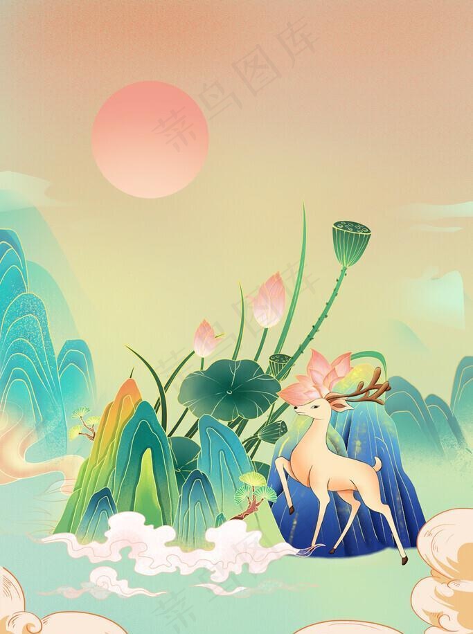 麋鹿插画图片(2362x3543)psd模版下载