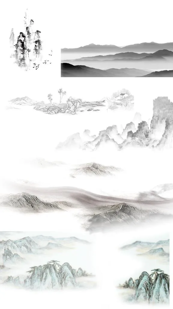 山水背景图片(3508x5906)psd模版下载