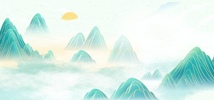 山水插画图片(3543x1772)psd模版下载
