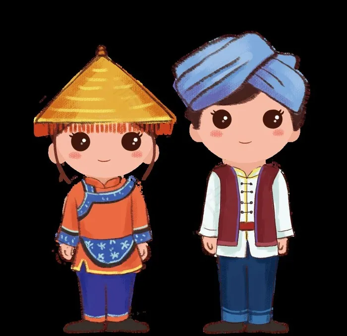 站立的少数民族毛南族情侣图片(2000x2000)