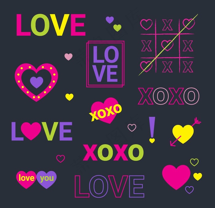 矢量爱心图形图片