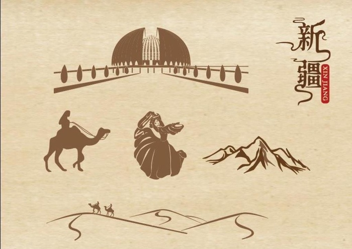 骆驼剪影,雪山剪影,沙漠,民族,新疆