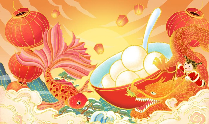 国潮元宵插画图片(4000x2500)psd模版下载