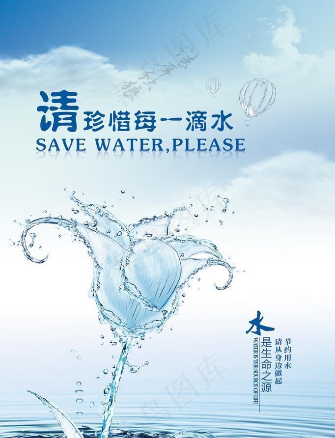 节约用水宣传海报图片(1575x2363)psd模版下载