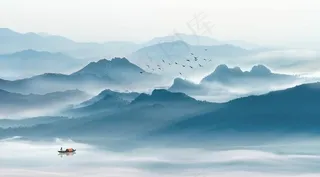 中式意境山水水墨国画图片