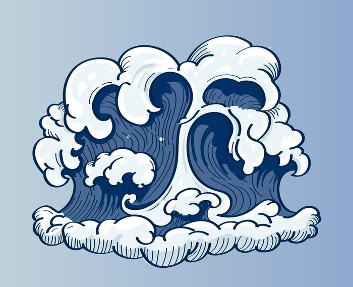 浪花手绘图片ai矢量模版下载