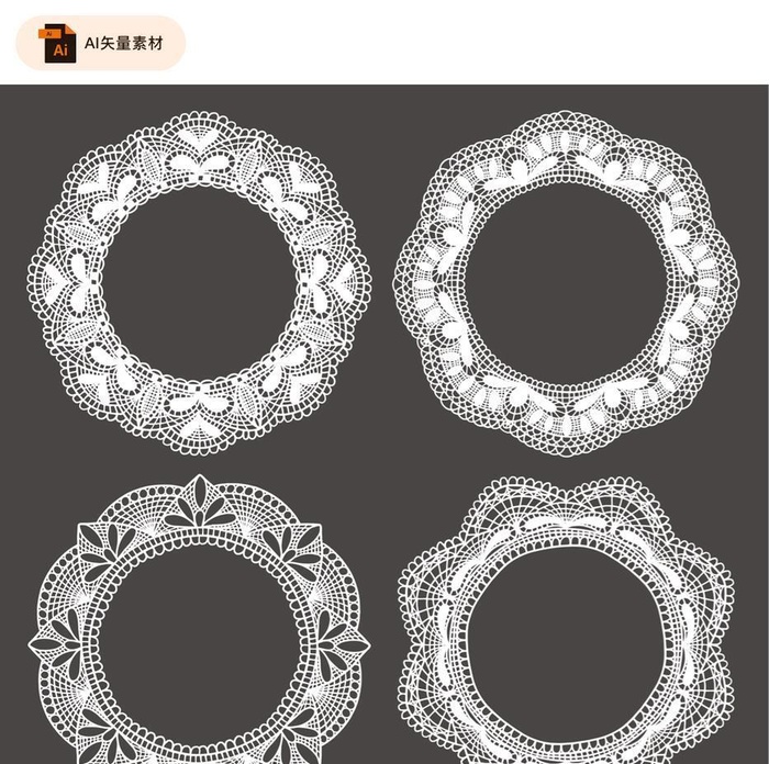 蕾丝花纹圆环矢量素材图片