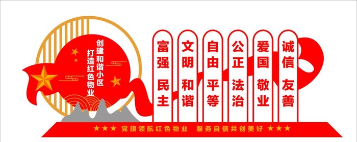 红色物业之价值观图片cdr矢量模版下载
