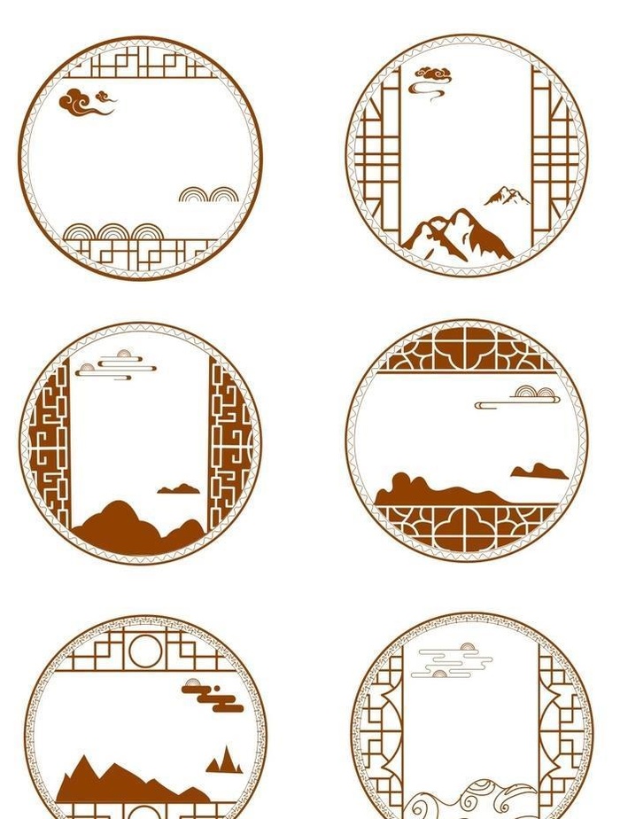 中式边框古典窗花图片