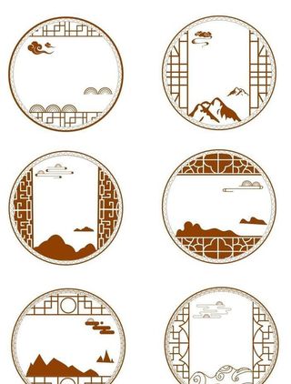 中式边框古典窗花图片