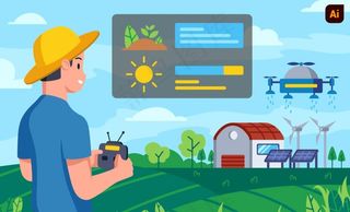 智慧农业插画图片