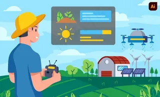 智慧农业插画图片