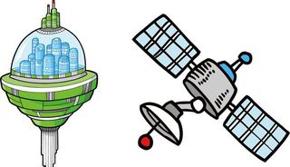 卡通太空城堡宇宙卫星接收器素材图片