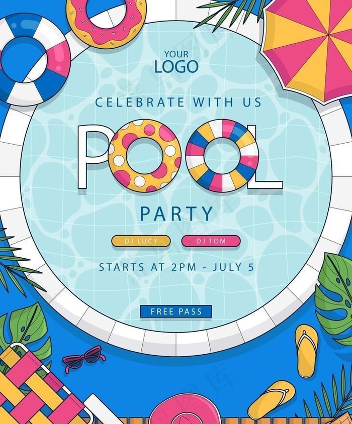 泳池派对邀请海报图片