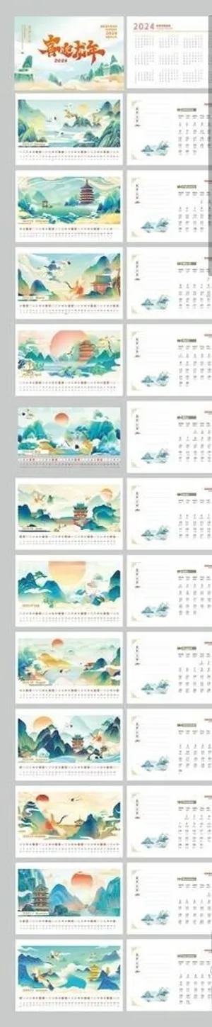 2024龙年新款台历模板图片