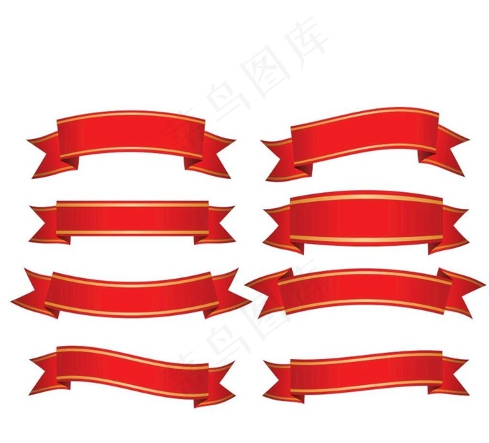 红色飘带矢量图图片