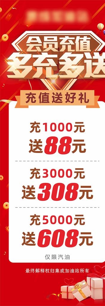 加油站充值送礼品展架海报图片