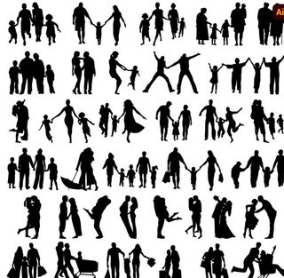 一家人剪影图片