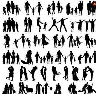 一家人剪影图片