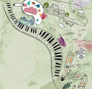 绿色晕染卡通手绘背景-生日派对图片