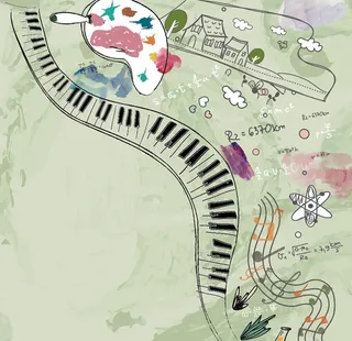 绿色晕染卡通手绘背景-生日派对图片