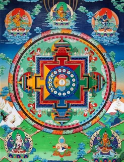 藏式唐卡五部文殊坛城图片