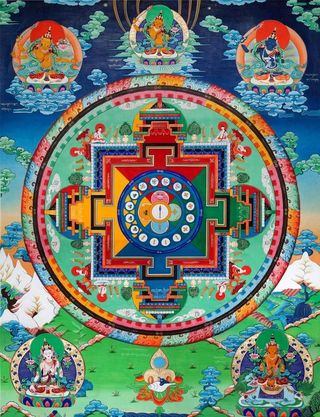 藏式唐卡五部文殊坛城图片