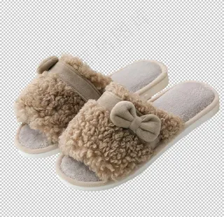 棕色蝴蝶结棉拖图片