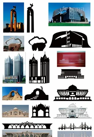 宁夏银川著名建筑剪影图片