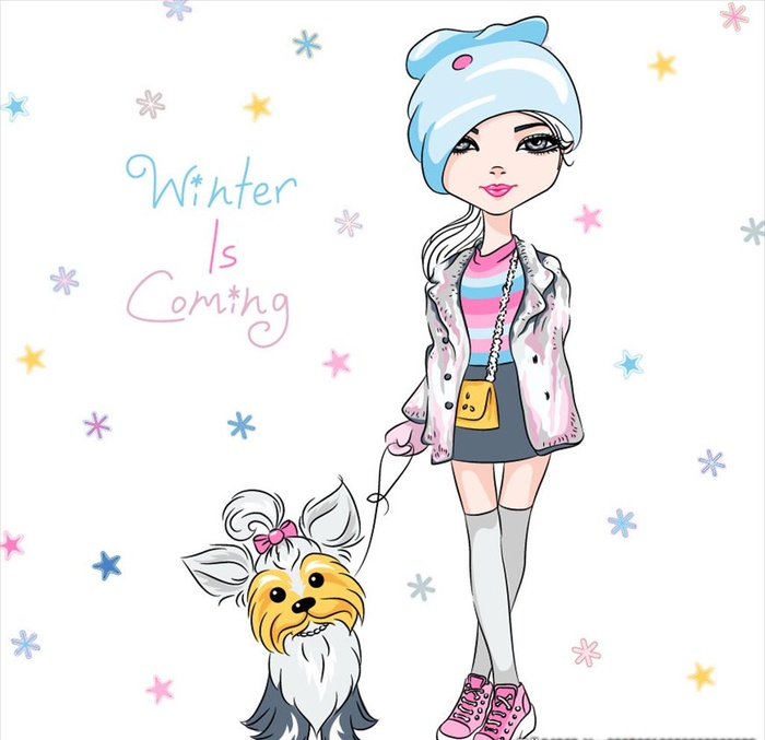 卡通时尚女孩图片