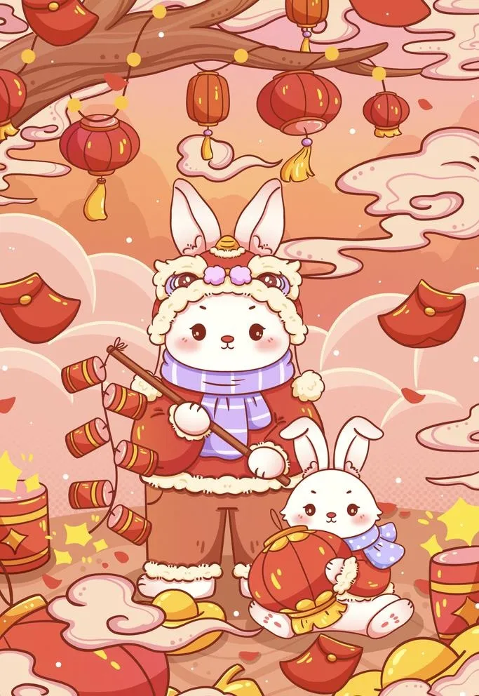 兔年插画图片(2400x3600)psd模版下载