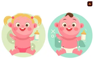 卡通可爱婴儿插画图片