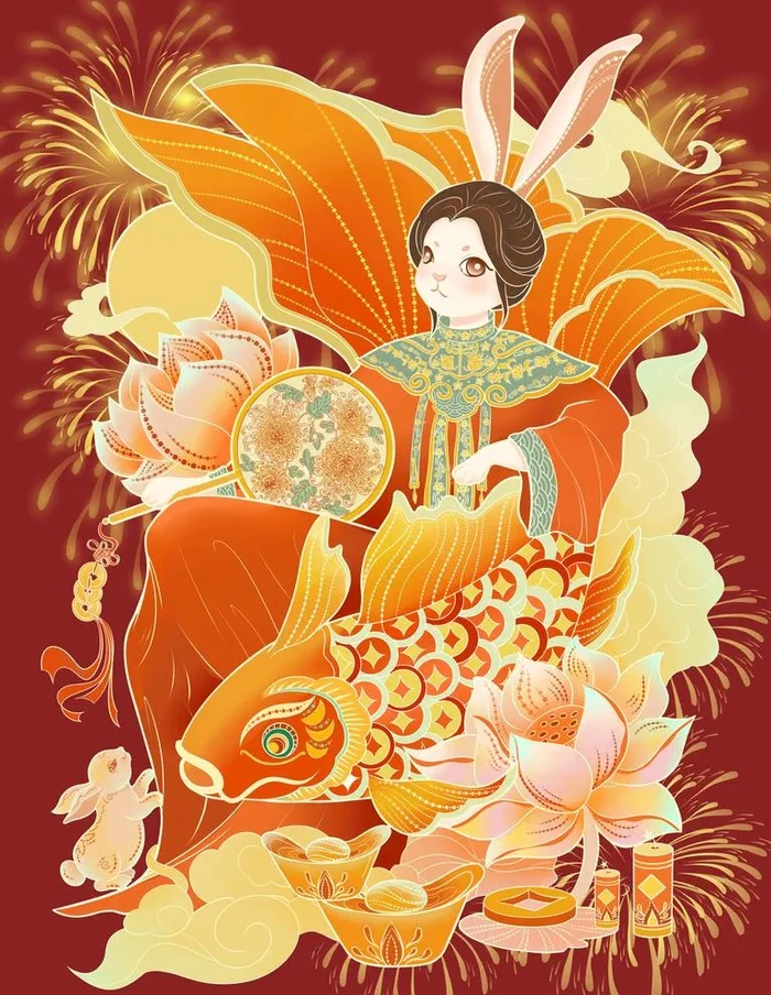 锦鲤兔年图片(2481x3307)psd模版下载