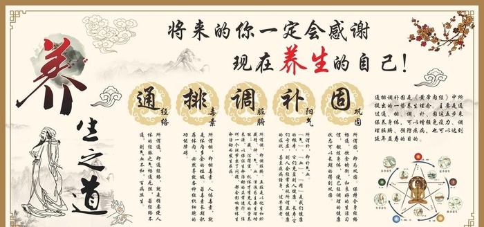 养生之道展板图片cdr矢量模版下载