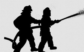 消防员灭火剪影图片